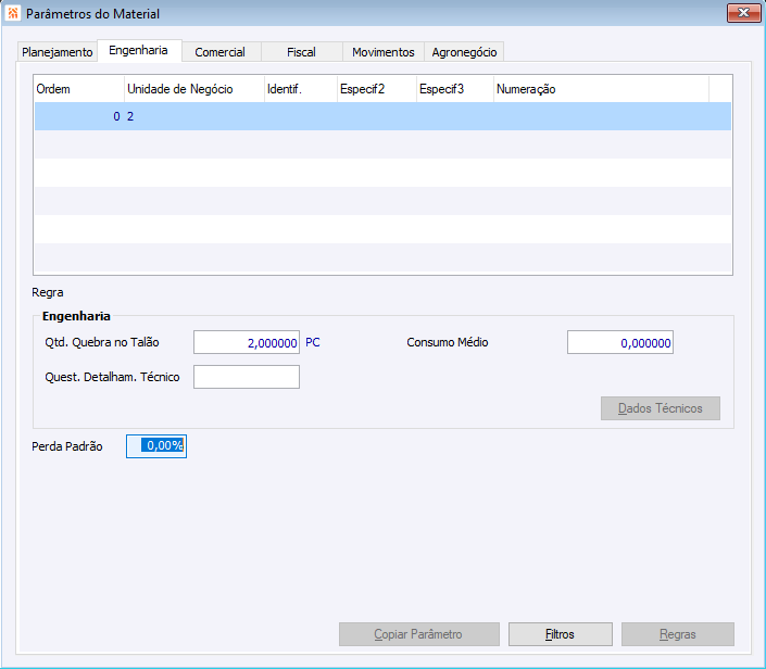 Engenharia dos Parâmetros do Material