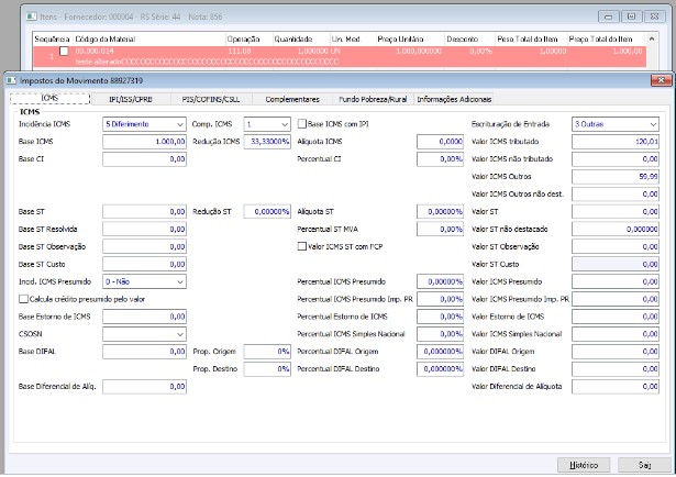 Nota Fiscal com Diferimento Parcial