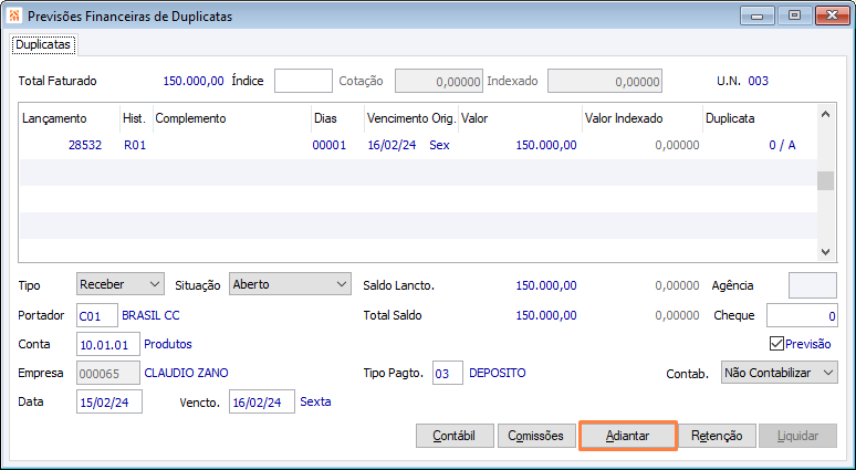 Faturamento de pedidos pagos antecipadamente através de adiantamento (Pedido adiantado) 0007.png