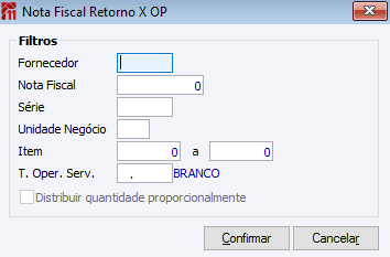 Nota Fiscal Retorno x OP