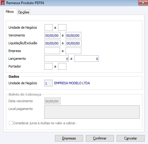 remessa Produto PEFIN