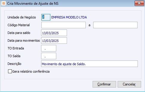 Cria Movto de Ajuste Nro Série