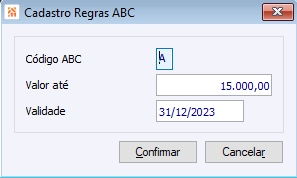Cadastros Regras ABC