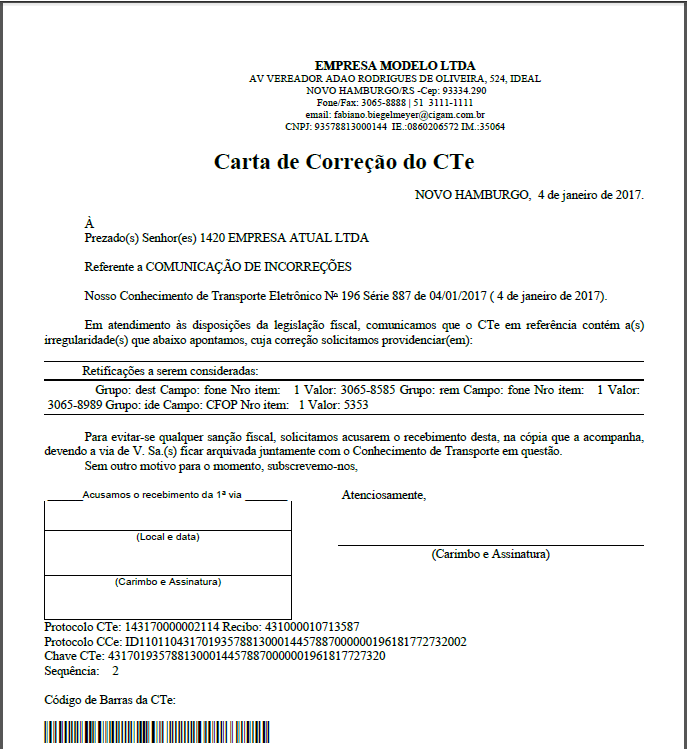 Arquivo:Carta de Correção CTe 3.png - CIGAM WIKI