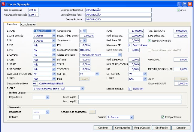Notas Fiscais de Importação