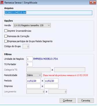 Remessa Serasa Simplificada