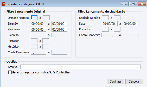 Exporta EDIFIN Liquidações