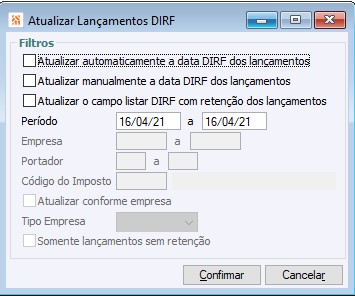Atualizar lançamentos