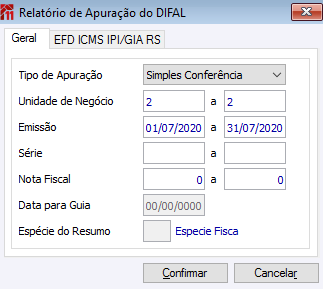 Relatório de Apuração do Difal