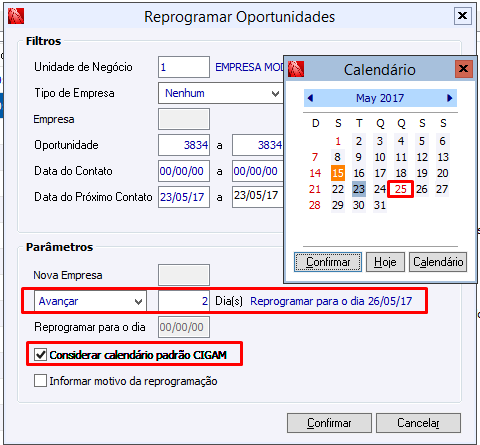 Reprogramação de Oportunidade 8