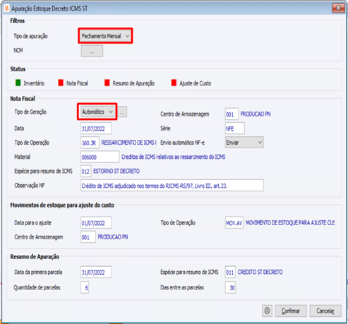Resumo de Apuração