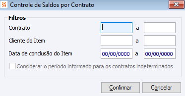 Controle de Saldos por Contrato