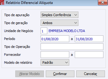 Relatório Diferencial Alíquota