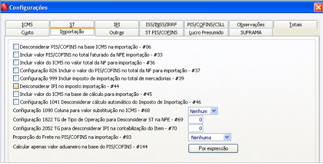 Notas Fiscais de Importação