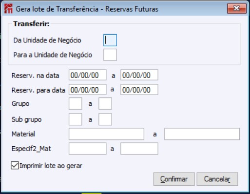 Gerencia lote de transferência - Gerar