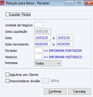 Relação para Baixa