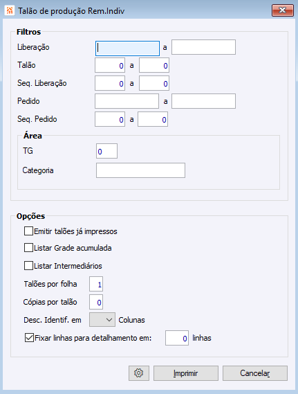 Talão de produção Rem.Indiv