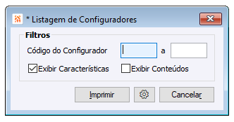 * Listagem dos Configuradores