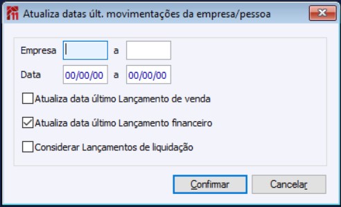 Atualiza datas das últimas movimentações