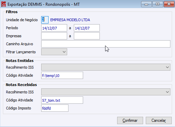 Exportação -DEMMS- Rondonopulis MT