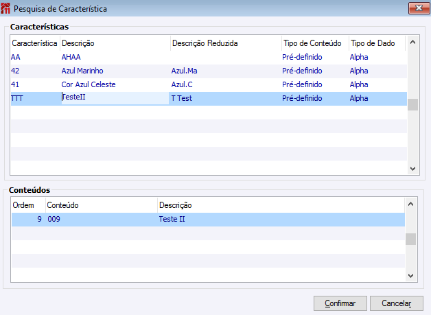 Pesquisa de Característica