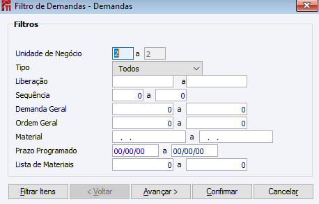 Filtros de Demandas- Demandas