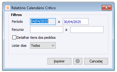 Relatório Calendário Crítico