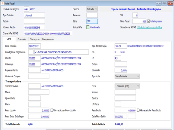 Nota Fiscal Confirmada