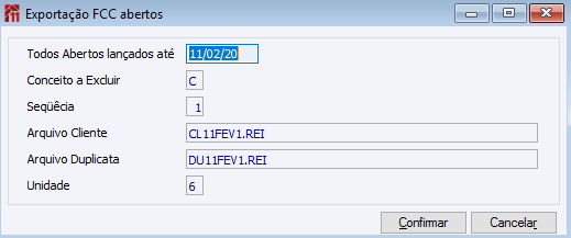 Exportação FCC abertos