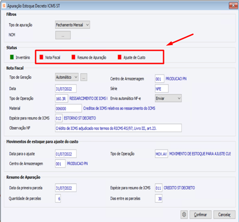Apuração Estoque Decreto ICMS ST