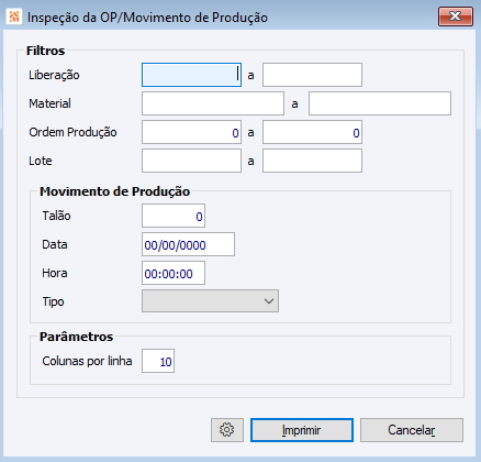 * Inspeção da OP/Movimento de Produção