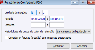 Relatório de Conferência F600