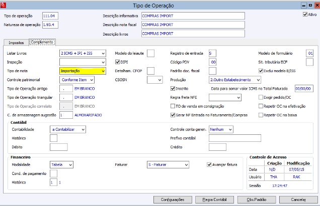 Notas Fiscais de Importação