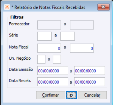 Notas Fiscais Recebidas