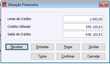 Controle Crédito Botão Financeiro