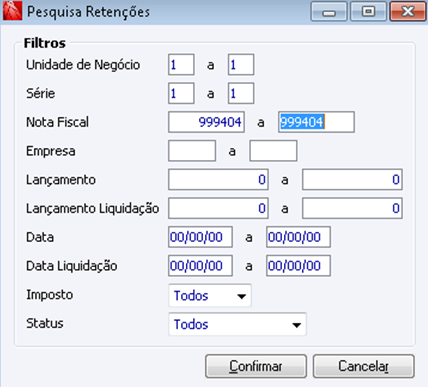 Pesquisa Retenções