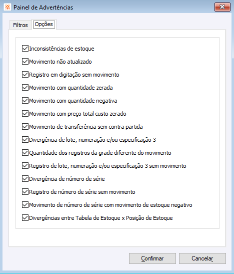Painel de Advertências