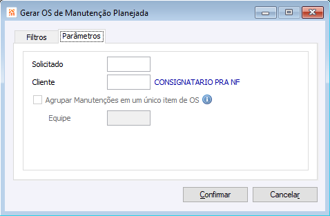 Gerar OS Manutenção Planejada
