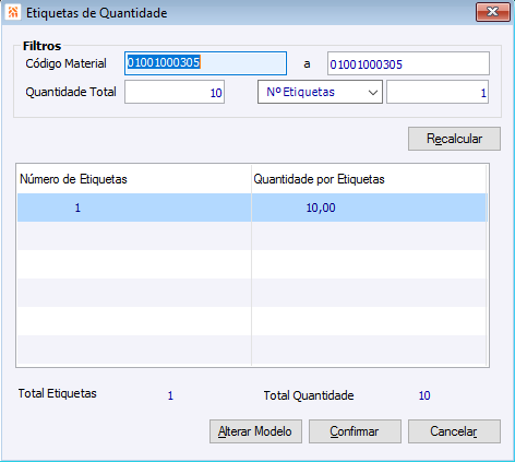 Etiquetas de Quantidade