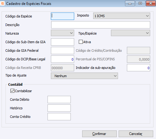 Cadastro de Espécies Fiscais
