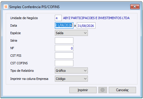 Relat. Simples Conferência PIS/COFINS
