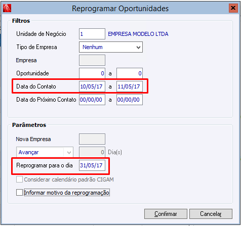 Reprogramação de Oportunidade 66