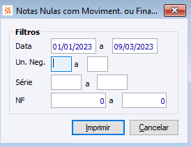 Notas Fiscais Nulas com Movimento ou Financeiro
