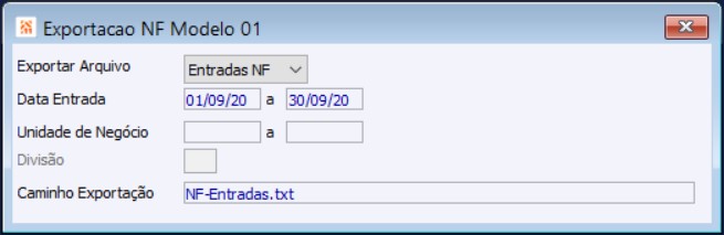 Exportação NFS Modelo 01