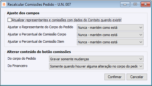 Recalcula Comissões NFS 2