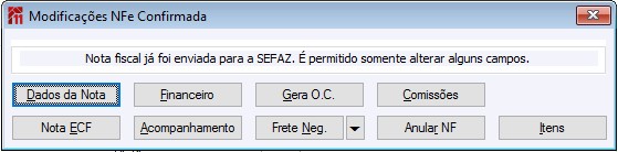 Modificações NFe Confirmada