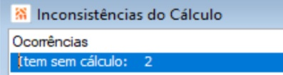 Mensagem Item sem cálculo