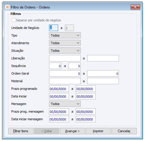 Filtro Ordens- Ordens