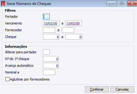 Gerar Número Cheques