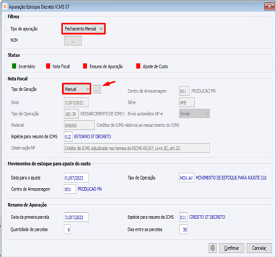 Apuração Estoque Decreto ICMS ST